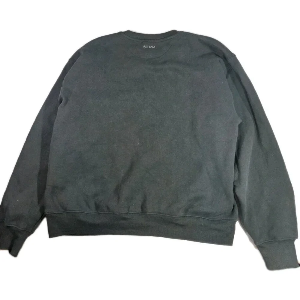 Aritzia Womens SweatFleece Coal Grey Crew Neck Sweatshirt sz L Minimalist Cozy - Picture 5 of 7